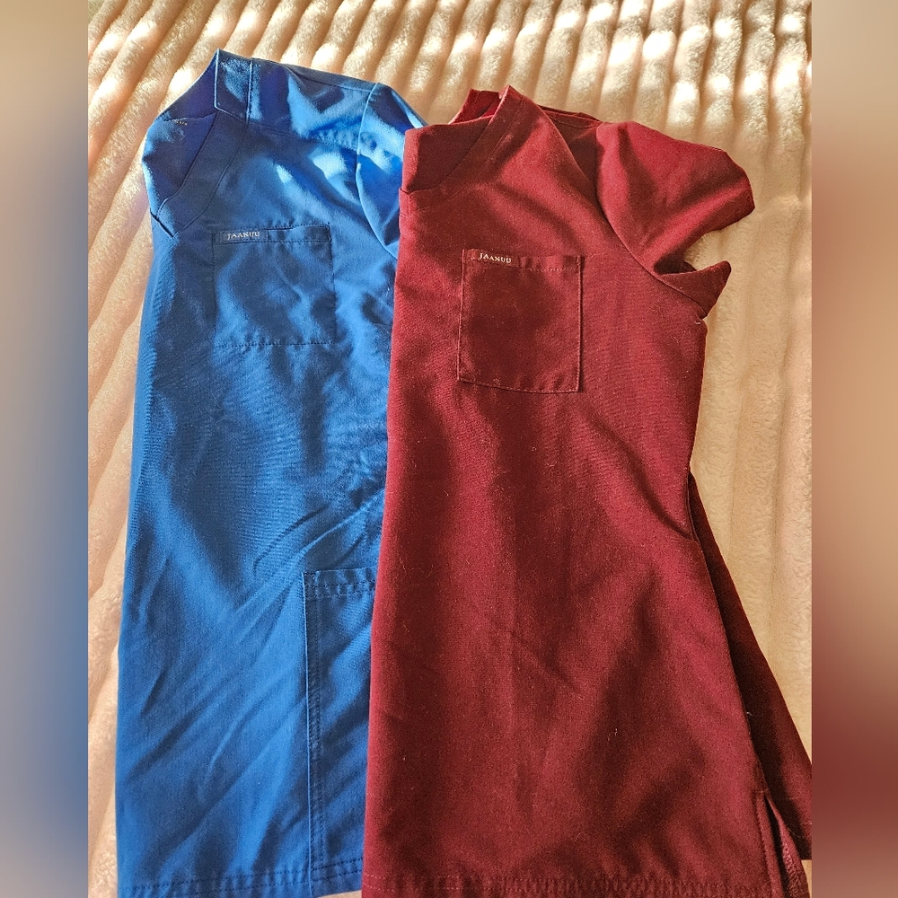 Jaanuu Blue and Burgundy Scrub Tops